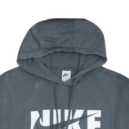Nike Men Grey 2XL Pullover Hoodie Sportswear Fleece Graphic Print