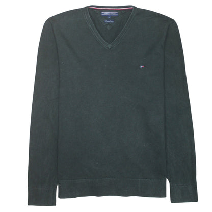 Tommy Hilfiger Men Black V-Neck Cotton Pullover Jumper M