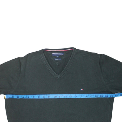 Tommy Hilfiger Men Black V-Neck Cotton Pullover Jumper M