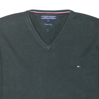 Tommy Hilfiger Men Black V-Neck Cotton Pullover Jumper M