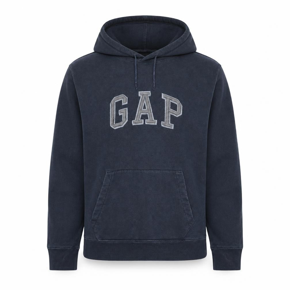Gap Mens Blue Pullover Hoodie Small Logo Fleece Sweatshirt