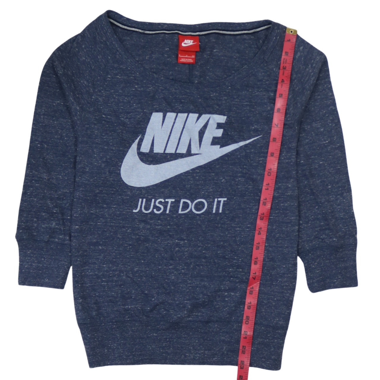 Nike Women Blue Scoop Neck 3/4 Sleeve Just Do It T-Shirt Size S
