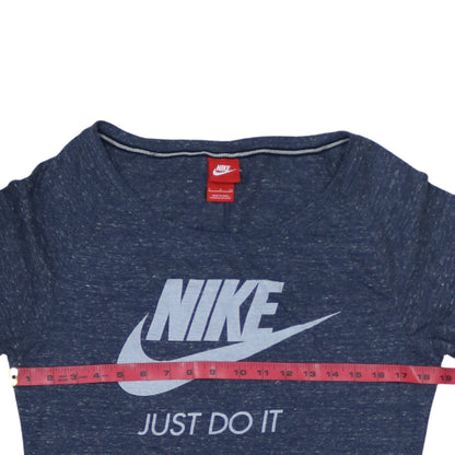 Nike Women Blue Scoop Neck 3/4 Sleeve Just Do It T-Shirt Size S