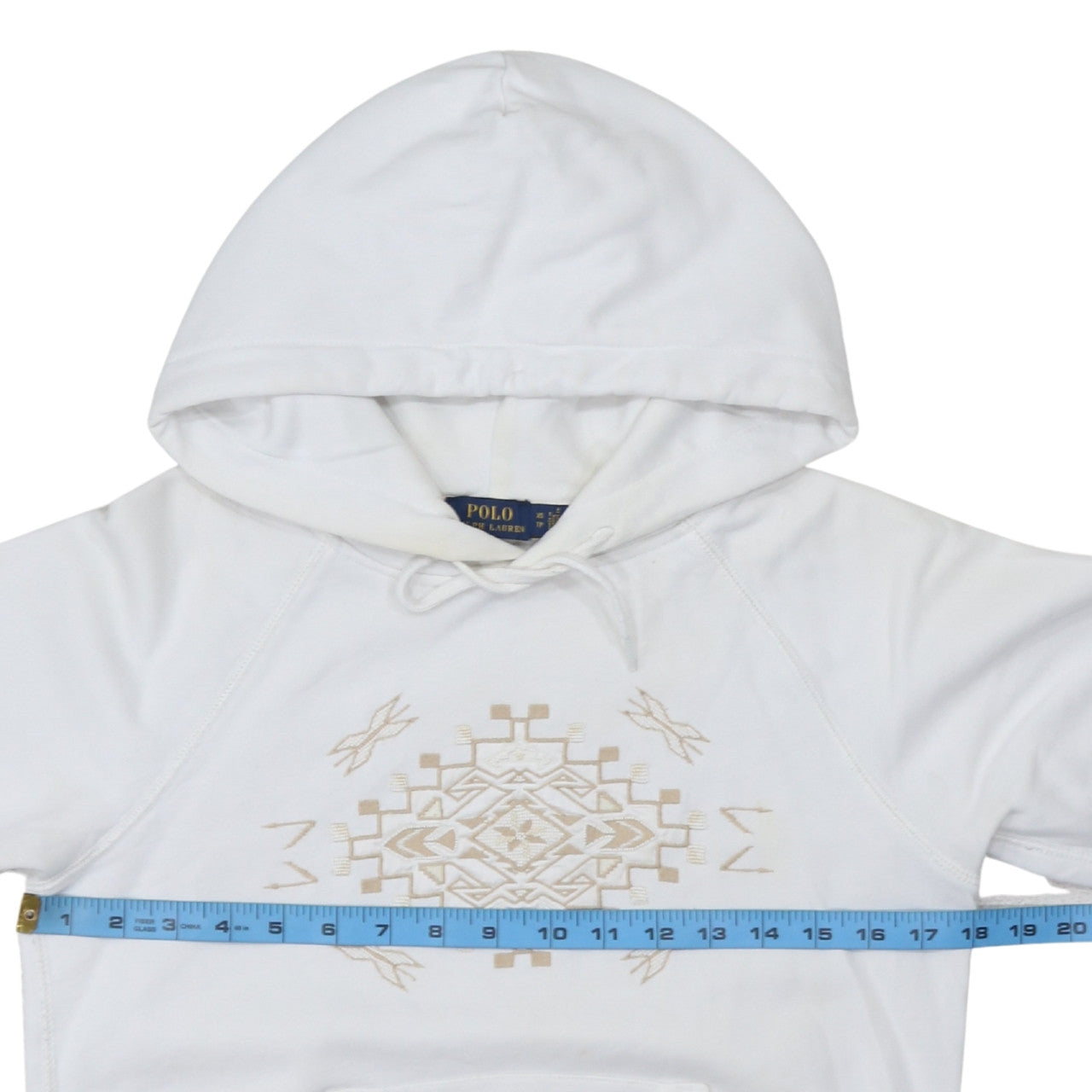 Polo Ralph Lauren Women's White Embroidered Hoodie Size M Cotton