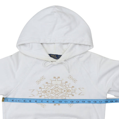 Polo Ralph Lauren Women's White Embroidered Hoodie Size M Cotton