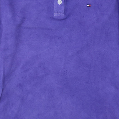 Tommy Hilfiger Men's Purple Long Sleeve Cotton Polo Shirt M