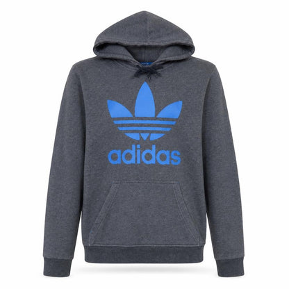 Adidas Men's Grey Pullover Hoodie Small Logo Fleece Sweatshirt