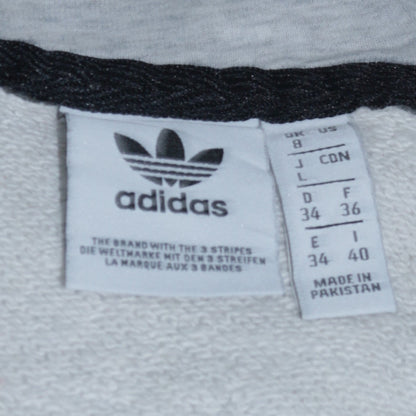 Adidas Women’s Grey Full Zip Hoodie Size 8 Classic Logo Hooded Sweatshirt