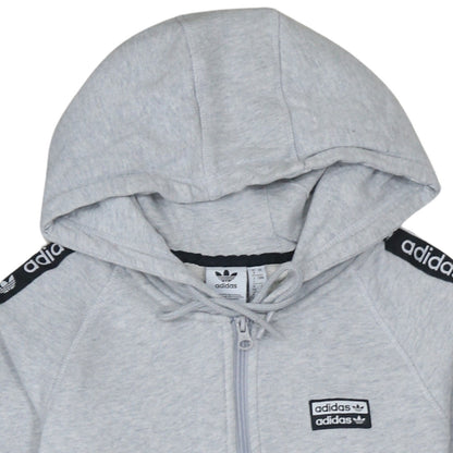 Adidas Women’s Grey Full Zip Hoodie Size 8 Classic Logo Hooded Sweatshirt