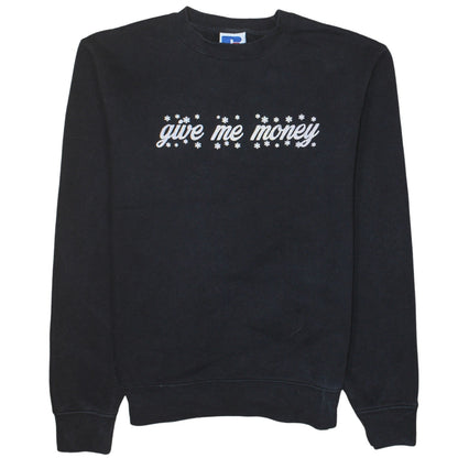 Russell Women Black S Pullover Sweatshirt Crew Neck Graphic Print