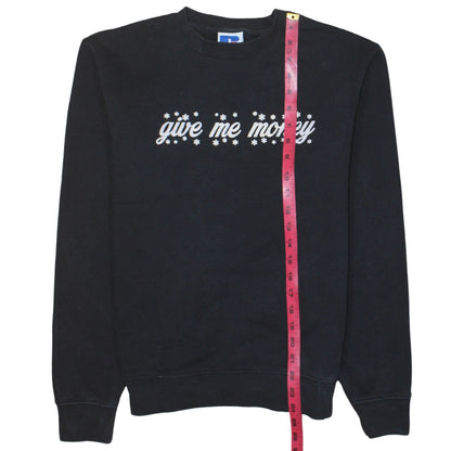 Russell Women Black S Pullover Sweatshirt Crew Neck Graphic Print