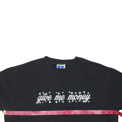 Russell Women Black S Pullover Sweatshirt Crew Neck Graphic Print
