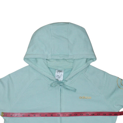 Adidas Women’s Blue Full Zip Hoodie Size M 12-14 Logo Print Casual