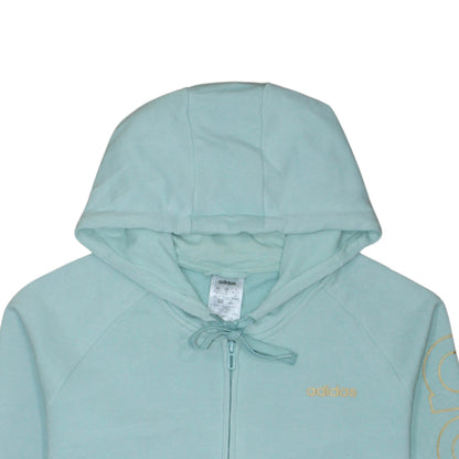 Adidas Women’s Blue Full Zip Hoodie Size M 12-14 Logo Print Casual