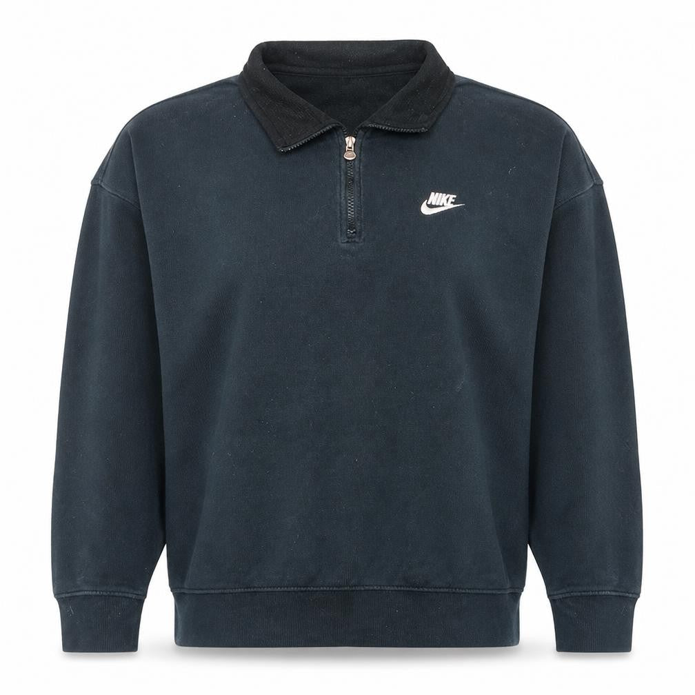 Nike Womens Black Oversized 1/4 Zip Sweatshirt S Logo Pullover