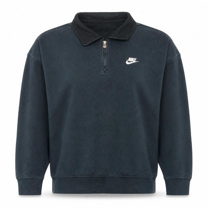 Nike Womens Black Oversized 1/4 Zip Sweatshirt S Logo Pullover