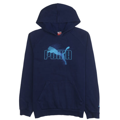 Puma Boys Navy Blue Pullover Hoodie Size 16 (176) Logo Print