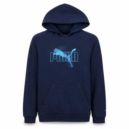 Puma Boys Navy Blue Pullover Hoodie Size 16 (176) Logo Print
