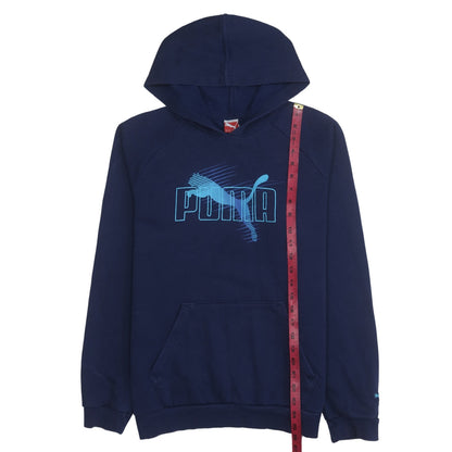 Puma Boys Navy Blue Pullover Hoodie Size 16 (176) Logo Print