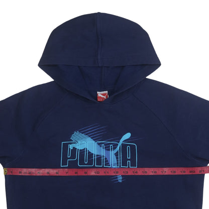 Puma Boys Navy Blue Pullover Hoodie Size 16 (176) Logo Print