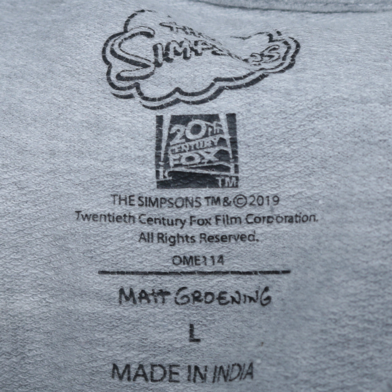 Primark Men Grey Bart Simpson Graphic Pullover Sweatshirt L