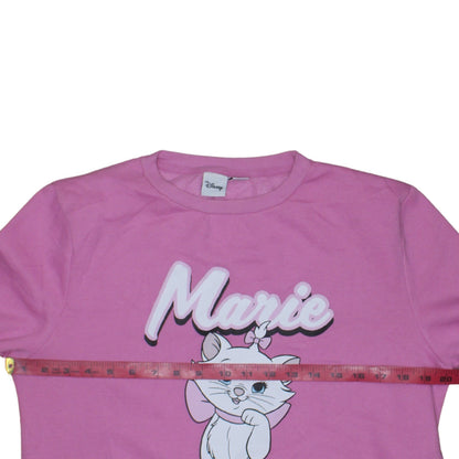 Disney Women Pink Marie Sweatshirt Long Sleeve Pullover Fun Casual