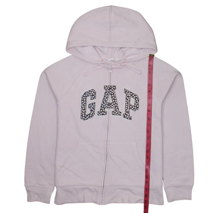 GAP Women Pink Full Zip Hoodie M Cotton Blend Graphic Logo