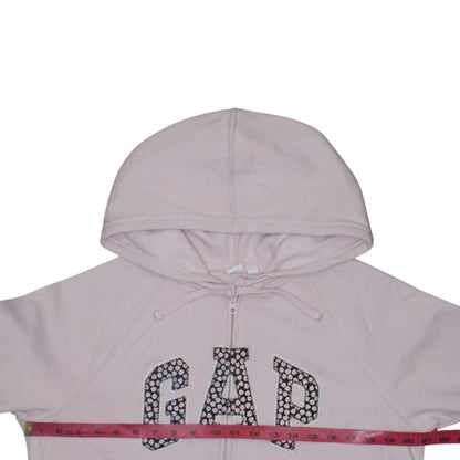 GAP Women Pink Full Zip Hoodie M Cotton Blend Graphic Logo