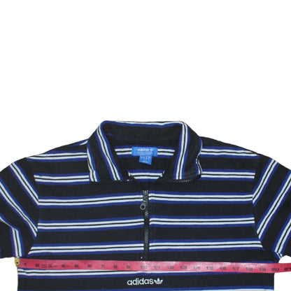 Adidas Mens Black Blue Striped 1/2 Zip Sweatshirt Size S