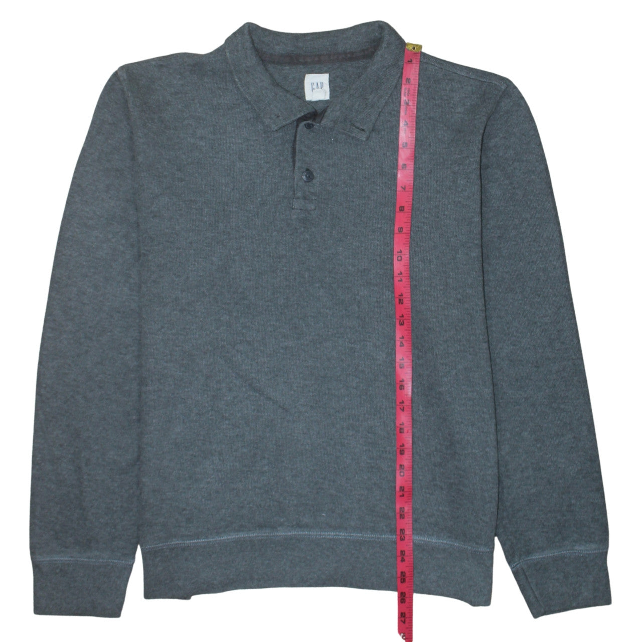 Gap Mens Grey XXL Collared Henley Sweatshirt Long Sleeve Cotton
