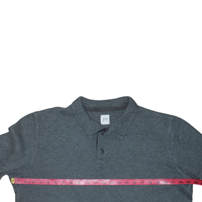 Gap Mens Grey XXL Collared Henley Sweatshirt Long Sleeve Cotton