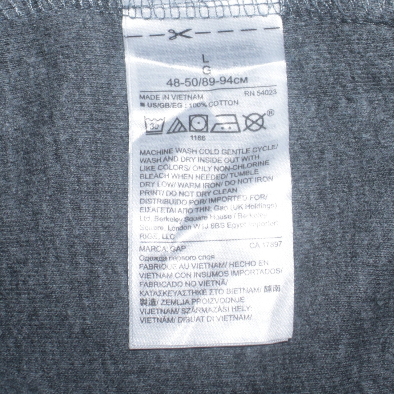 Gap Mens Grey XXL Collared Henley Sweatshirt Long Sleeve Cotton