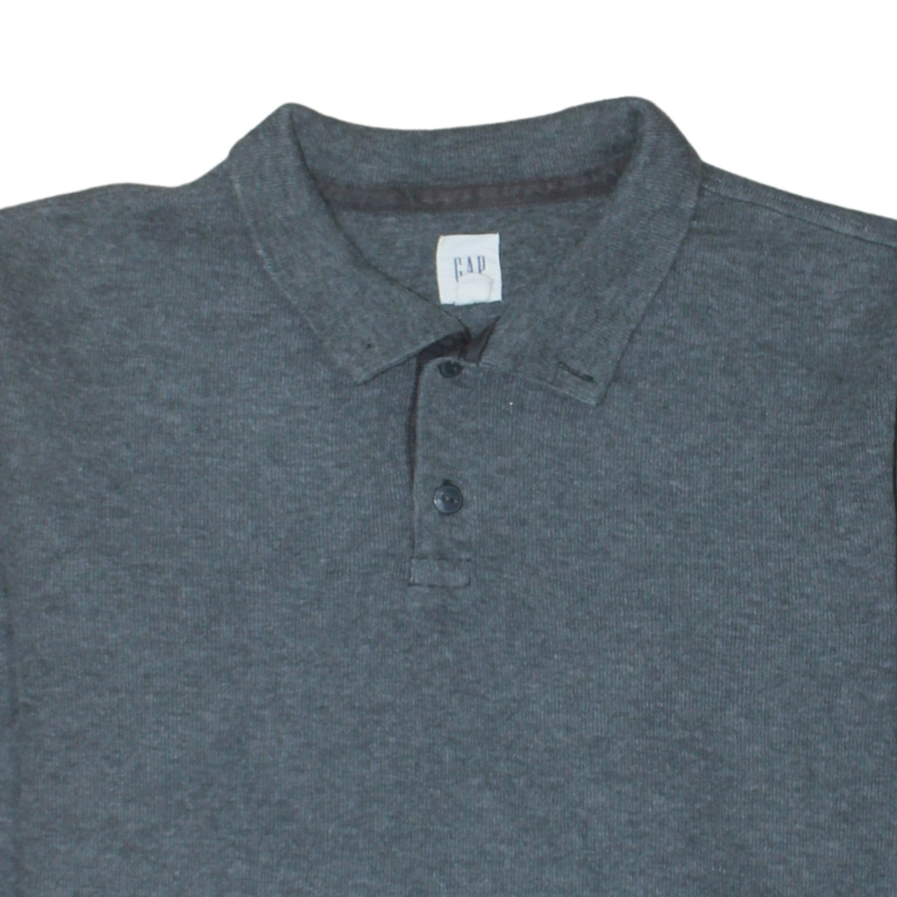Gap Mens Grey XXL Collared Henley Sweatshirt Long Sleeve Cotton