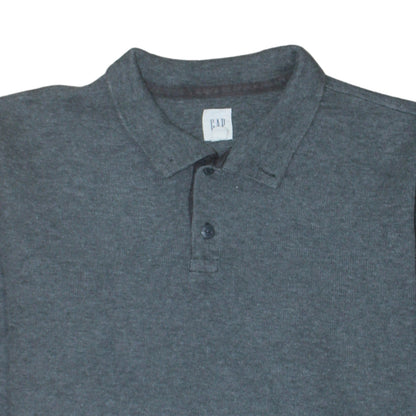 Gap Mens Grey XXL Collared Henley Sweatshirt Long Sleeve Cotton