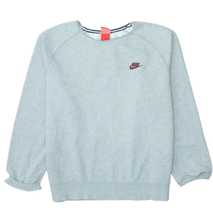Nike Women Grey Crew Neck Pullover Sweatshirt L Cotton Blend Logo