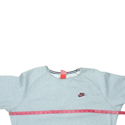 Nike Women Grey Crew Neck Pullover Sweatshirt L Cotton Blend Logo