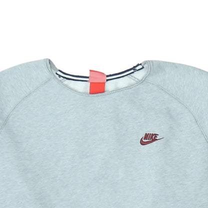 Nike Women Grey Crew Neck Pullover Sweatshirt L Cotton Blend Logo