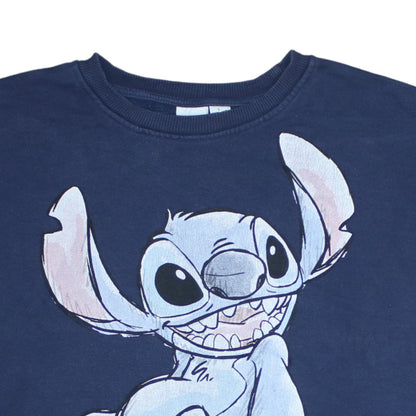 Disney Primark Womens Navy Stitch Sweatshirt L UK 14/16 Crew Neck Pullover
