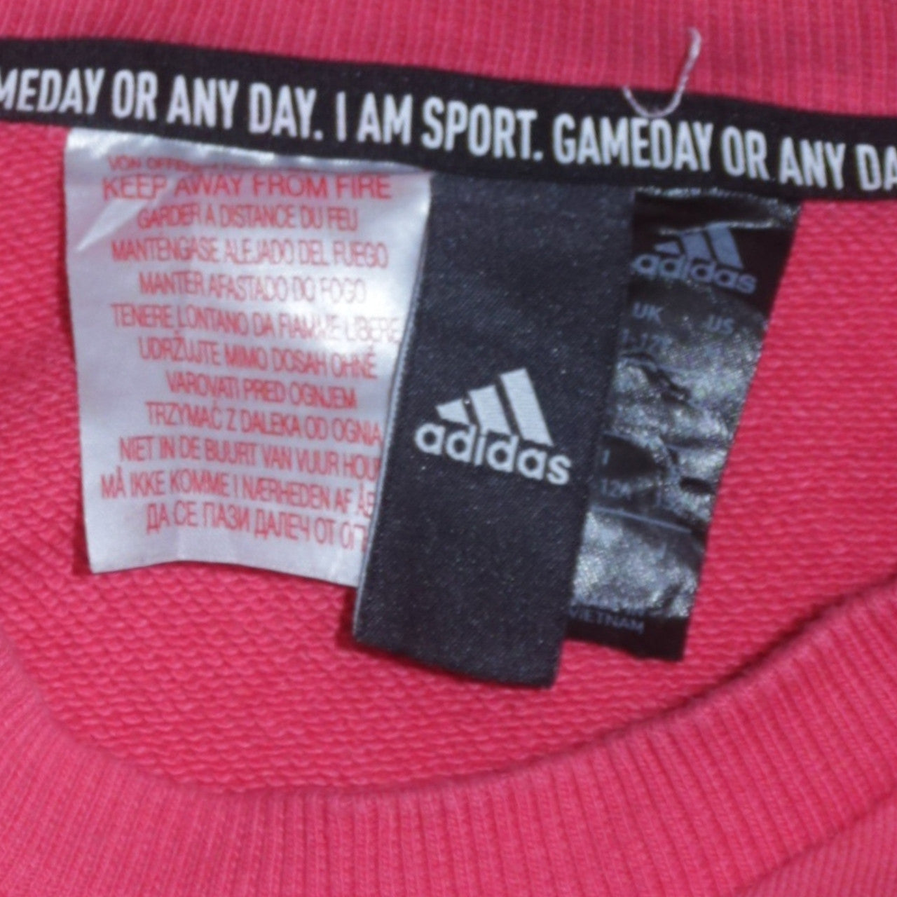 adidas Girls Pink Pullover Sweatshirt 11-12 Years Crew Neck Logo Print