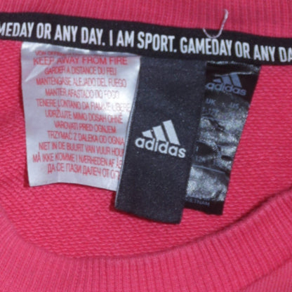 adidas Girls Pink Pullover Sweatshirt 11-12 Years Crew Neck Logo Print