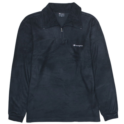 Champion Men's Black Fleece 1/4 Zip Sweatshirt L Regular Fit
