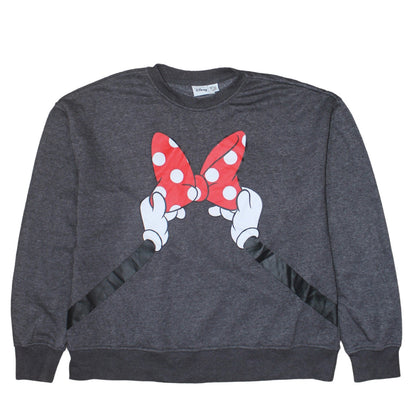 Disney Primark Womens Grey Minnie Mouse Bow Crew Neck Sweatshirt M 12/14