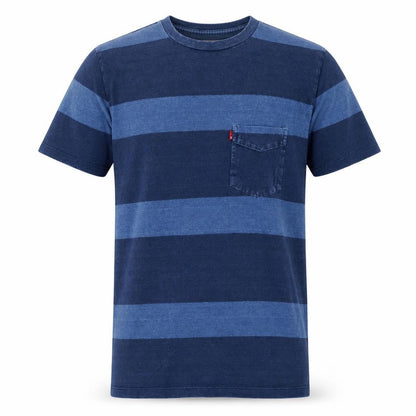 Levi's Men's Blue Striped Short Sleeve Cotton Crew Neck T-Shirt Size S
