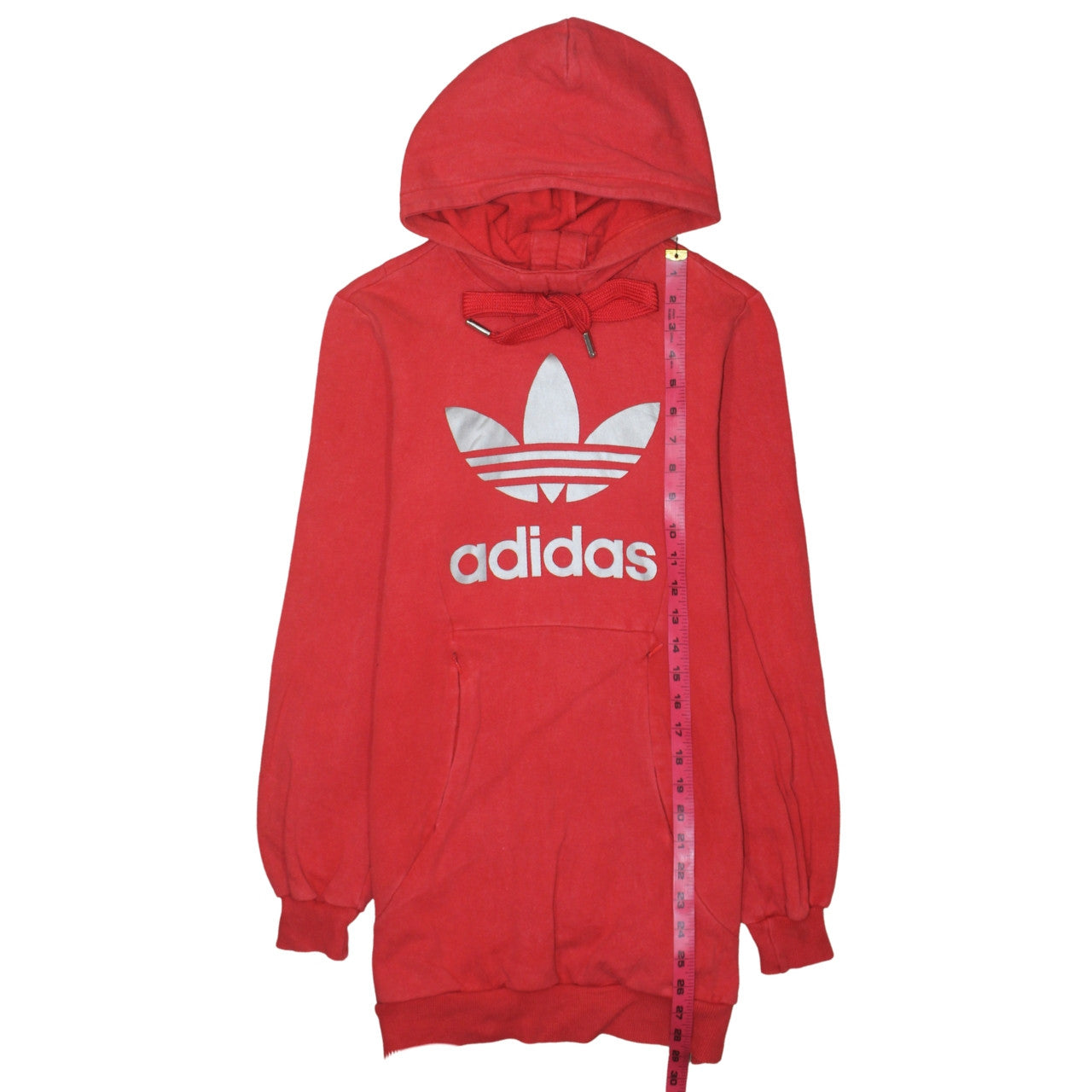 Adidas Womens Red Pullover Hoodie Size 10 Logo Print Hooded Sweatshirt