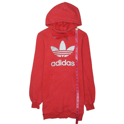 Adidas Womens Red Pullover Hoodie Size 10 Logo Print Hooded Sweatshirt