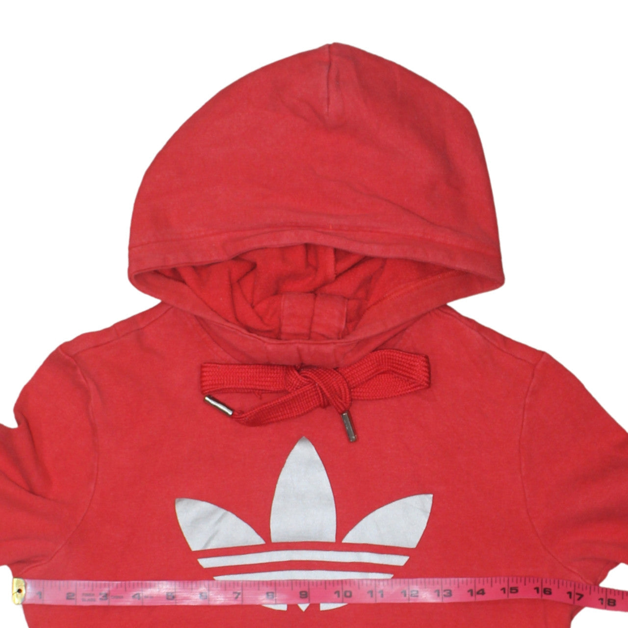 Adidas Womens Red Pullover Hoodie Size 10 Logo Print Hooded Sweatshirt
