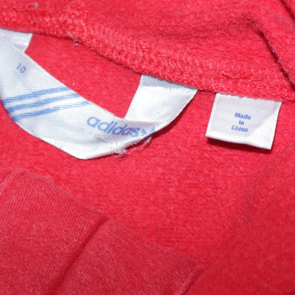 Adidas Womens Red Pullover Hoodie Size 10 Logo Print Hooded Sweatshirt