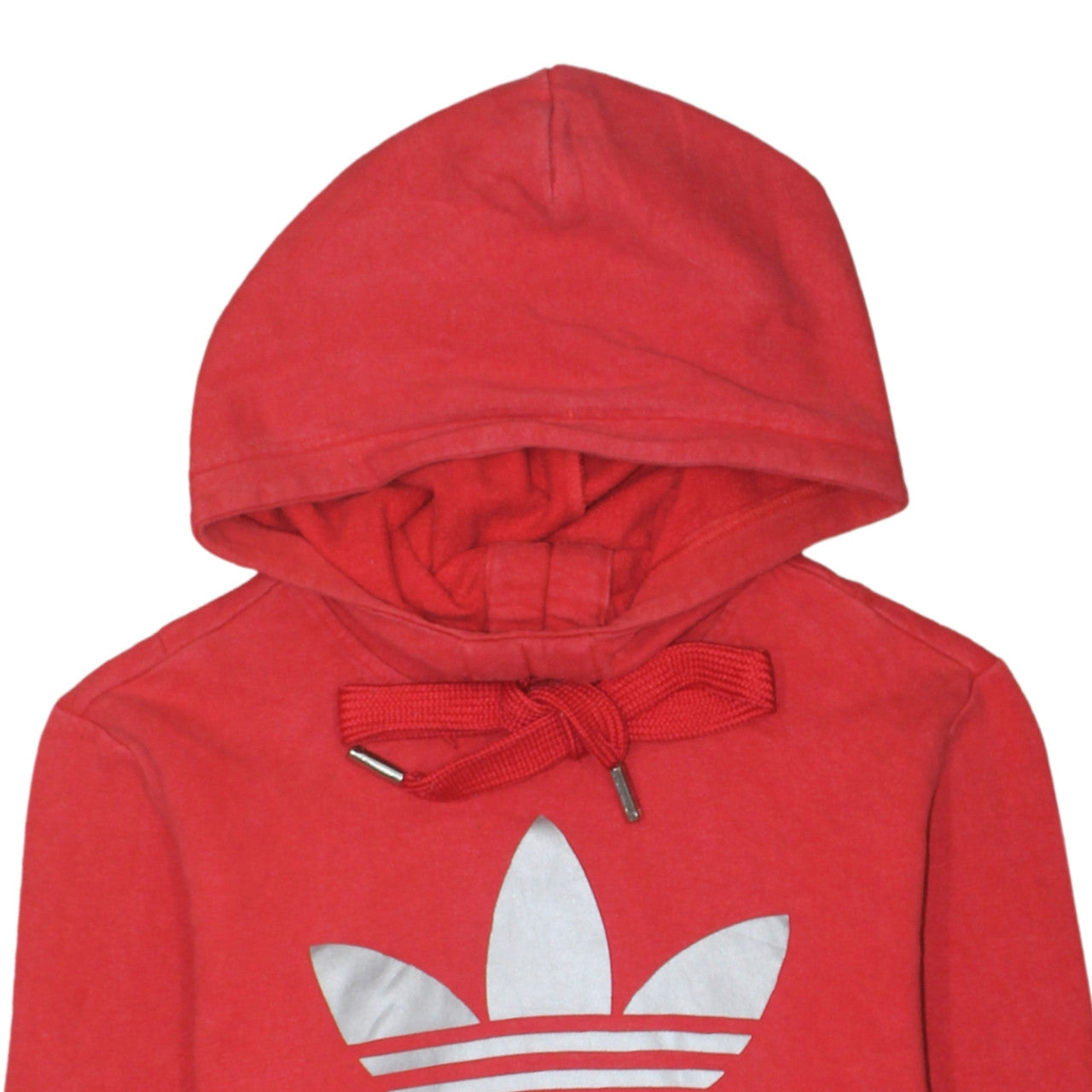Adidas Womens Red Pullover Hoodie Size 10 Logo Print Hooded Sweatshirt