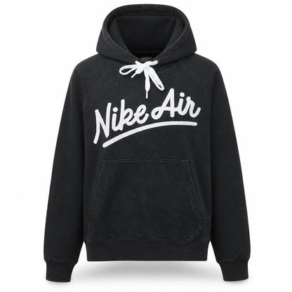 Nike Women Black Medium Pullover Hoodie with Logo Print