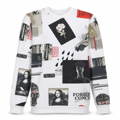 Cropp Men's White Graphic Art Print Pullover Sweatshirt Size S